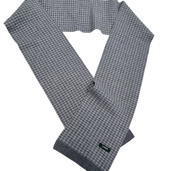 J.Crew Mens Black Gray Houndstooth Knit Scarf OS Preppy Minimalist Basic‎ Staple - Picture 3 of 4
